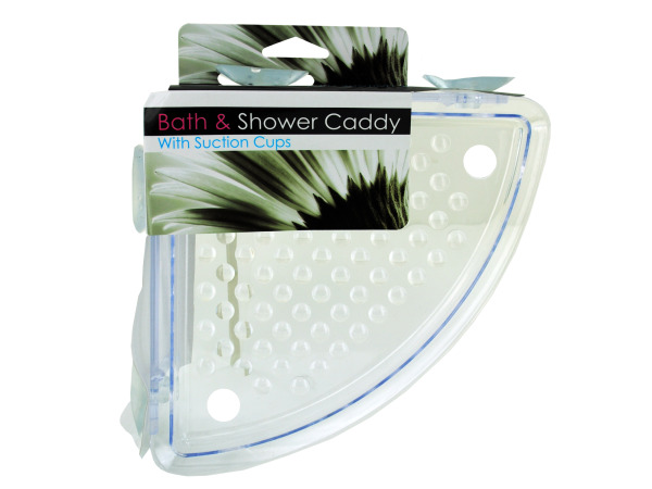 Corner shower caddy with suction cups